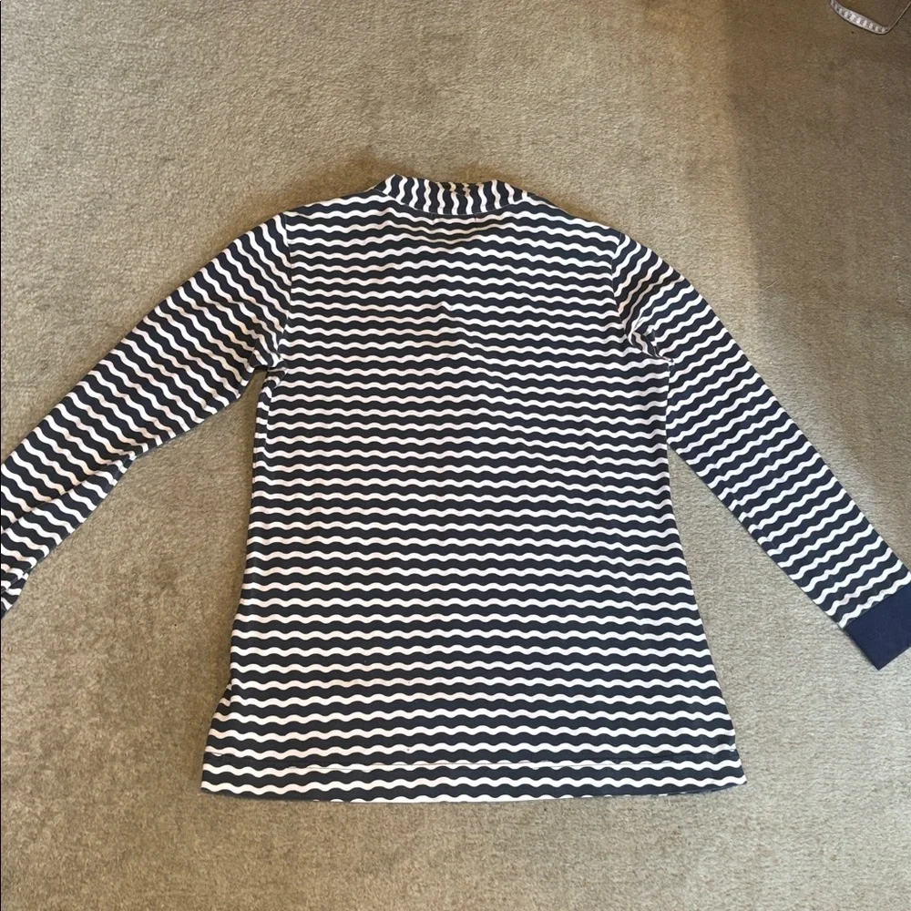 Duffield Lane blue and white striped mock turtleneck shirt / dress L